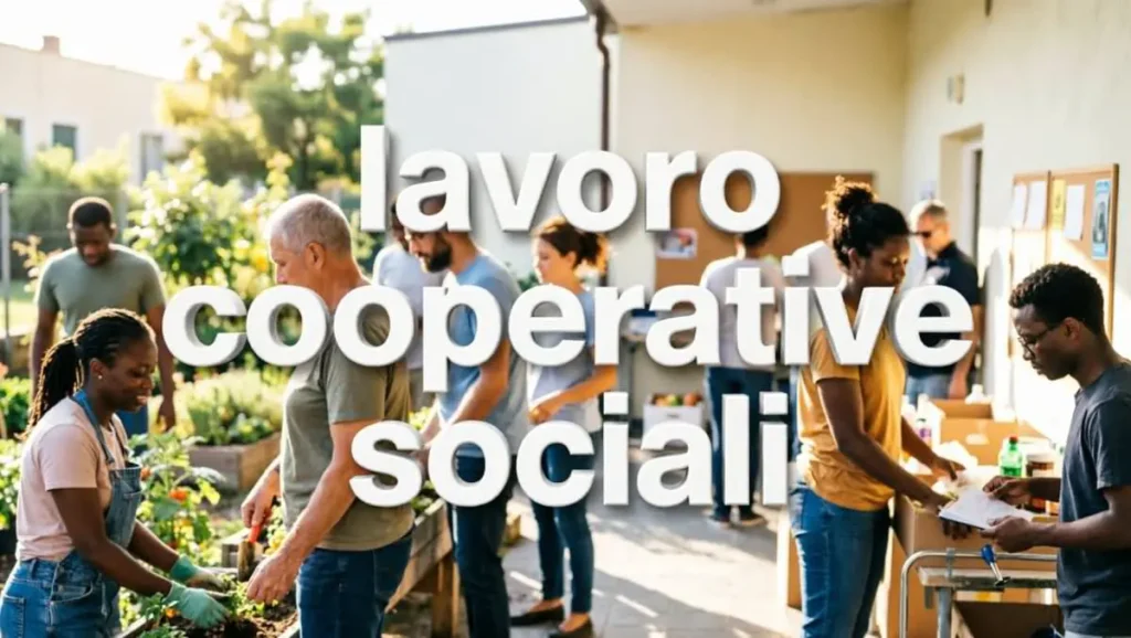 Attività di lavoro e stipendi cooperative sociali 2026, persone che collaborano in un ambiente comunitario