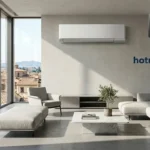 Soggiorno moderno con condizionatore a parete acceso; immagine illustrativa per la guida al Bonus Condizionatori 2026.