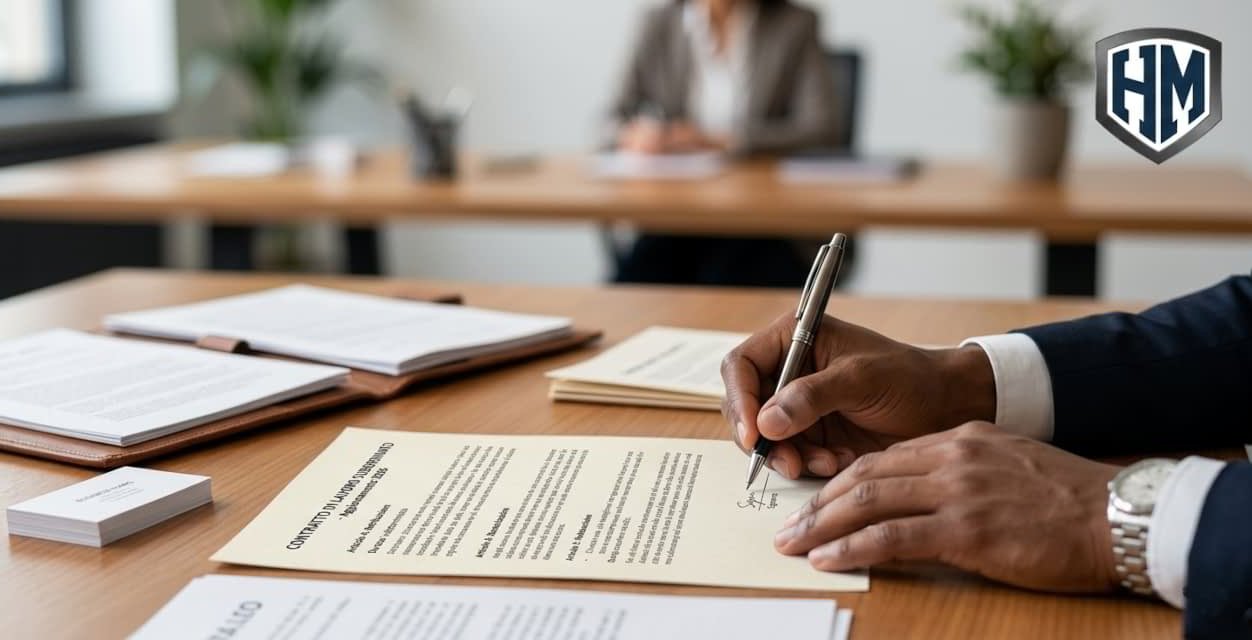 Firma di un contratto di lavoro legato ai Diritti del Lavoratore 2026 in un ufficio professionale