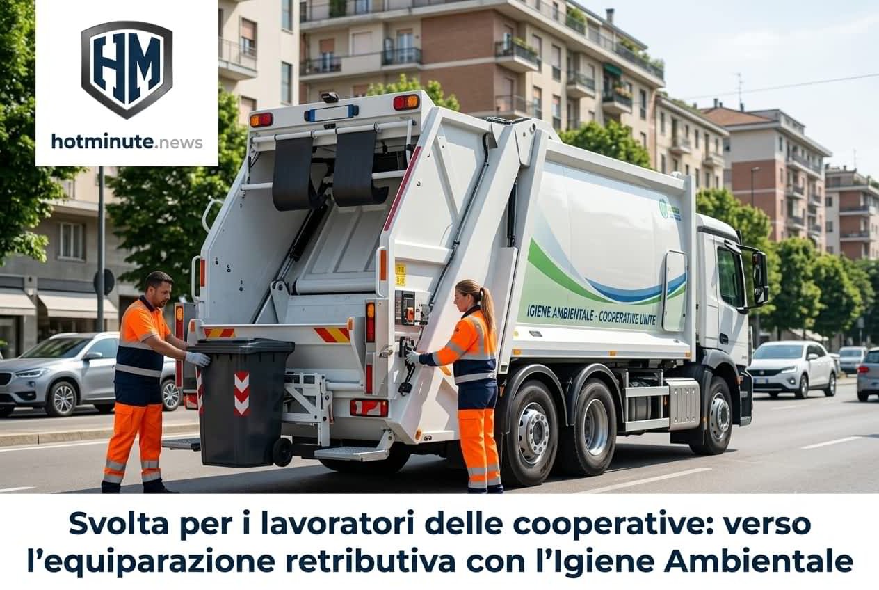 avoratori delle cooperative impegnati nei servizi di igiene ambientale durante la raccolta rifiuti